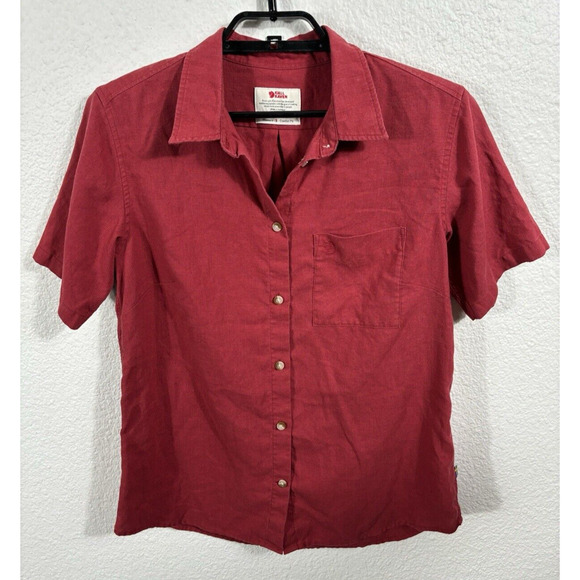Fjall Raven Tops - Fjall Raven Shirt Womens Size Small Maroon Comfort Fit Short Sleeve Button Up